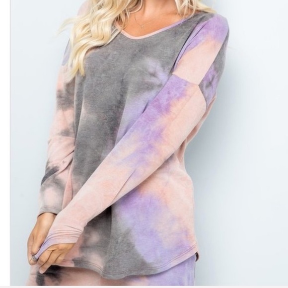 🌪MAUVE CHARCOAL FRENCH TERRY TOP - Picture 3 of 6